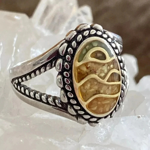 Carolyn Pollack Relios Mountain Scene Sterling Silver Mosaic Ring Size 7.75 - Picture 6 of 12